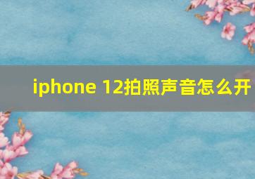 iphone 12拍照声音怎么开